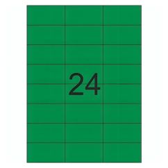 Etichete autocolante color Tanex, 24/A4, 64x 34mm, 25 coli/top, verde fluorescent