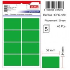 Etichete autocolante color Tanex, 8/A4, 99.1x 67.7mm, 25 coli/top, verde fluorescent