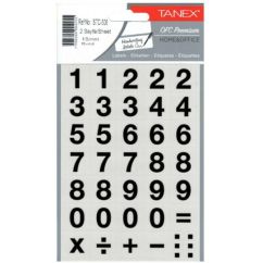 Etichete autocolante cu cifre Tanex, 0-9, 15mm bold, 2 folii/set