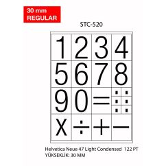 Etichete autocolante cu cifre Tanex, 0-9, 30mm regular, 2 folii/set