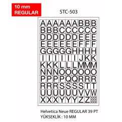 Etichete autocolante cu litere Tanex, A-Z, 10mm regular, 2 folii/set