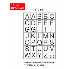Etichete autocolante cu litere Tanex, A-Z, 15mm regular, 2 folii/set