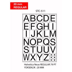 Etichete autocolante cu litere Tanex, A-Z, 20mm regular, 2 folii/set