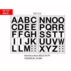 Etichete autocolante cu litere Tanex, A-Z, 24mm bold, 2 folii/set
