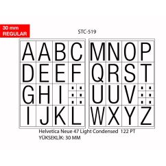 Etichete autocolante cu litere Tanex, A-Z, 30mm regular, 2 folii/set