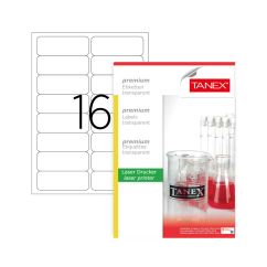 Etichete autocolante polyester Tanex, 16/A4, 99.1x34mm, colturi rotunjite, 25 coli/top, albe