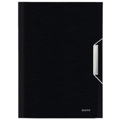 Mapa plastic A4, tip proiect, 6 compartimente, negru satin, Leitz Style