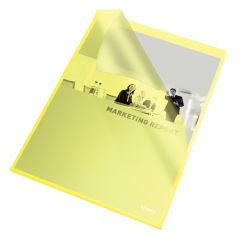 Mapa plastic A4, deschidere in L, 105 microni, 25 buc/set, galben transparent, Esselte