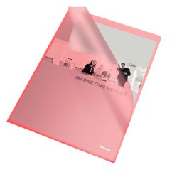Mapa plastic A4, deschidere in L, 105 microni, 25 buc/set, rosu transparent, Esselte