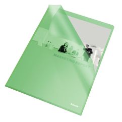 Mapa plastic A4, deschidere in L, 105 microni, 25 buc/set, verde transparent, Esselte