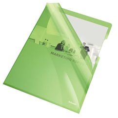 Mapa plastic A4, deschidere in L, 150 microni, 25 buc/set, verde transparent, Esselte