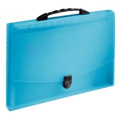 Mapa plastic A4, tip proiect, cu maner, 12 compartimente, albastru, Esselte Vivida