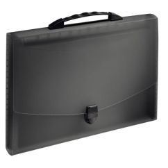 Mapa plastic A4, tip proiect, cu maner, 12 compartimente, negru, Esselte Vivida