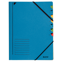 Mapa carton A4, cu elastic, 7 separatoare, albastru, Leitz Fashion