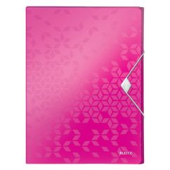 Mapa plastic A4, cu elastic, burduf 30mm, roz metalizat, Leitz WOW Jumbo