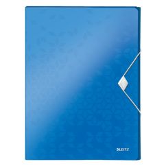 Mapa plastic A4, cu elastic, burduf 30mm, albastru metalizat, Leitz WOW Jumbo