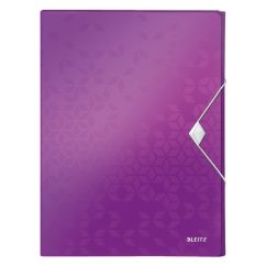Mapa plastic A4, cu elastic, burduf 30mm, mov metalizat, Leitz WOW Jumbo