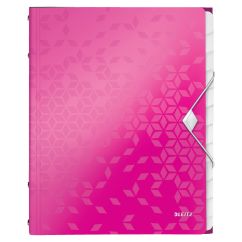 Mapa plastic A4, cu elastic, 12 separatoare, roz metalizat, Leitz WOW