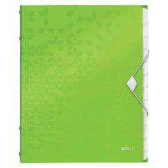 Mapa plastic A4, cu elastic, 12 separatoare, verde metalizat, Leitz WOW