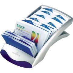 Suport liniar, pentru 200 carti de vizita, argintiu, Durable Visifix Desk