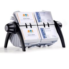 Suport rotativ, pentru 600 carti de vizita, negru, Durable Visifix Flip Duo