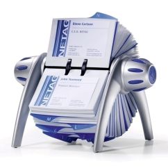 Suport rotativ, pentru 400 carti de vizita, argintiu, Durable Visifix Flip