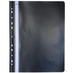 Dosar plastic cu sina si multiperforatii, negru, Noki