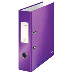 Biblioraft plastifiat A4, 80mm, 180 grade, mov metalizat, Leitz WOW