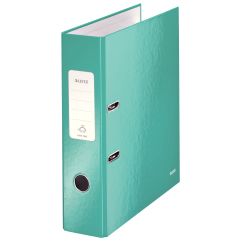 Biblioraft plastifiat A4, 80mm, 180 grade, turcoaz metalizat, Leitz WOW