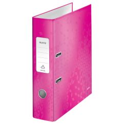 Biblioraft plastifiat A4, 80mm, 180 grade, roz metalizat, Leitz WOW