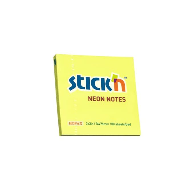 Notite adezive & Cuburi hartie - Notes autoadeziv, 76x76mm, 100 file/set, galben neon, Stick'n Notite adezive & Cuburi hartie - Notes autoadeziv, 76x76mm, 100 file/set, galben neon, Stick'n