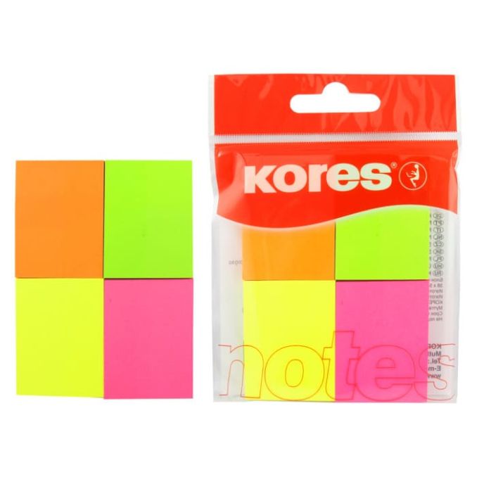 Notite adezive & Cuburi hartie - Notes autoadeziv, 38x50mm, 4 culori x 50 file/set, Kores Notite adezive & Cuburi hartie - Notes autoadeziv, 38x50mm, 4 culori x 50 file/set, Kores
