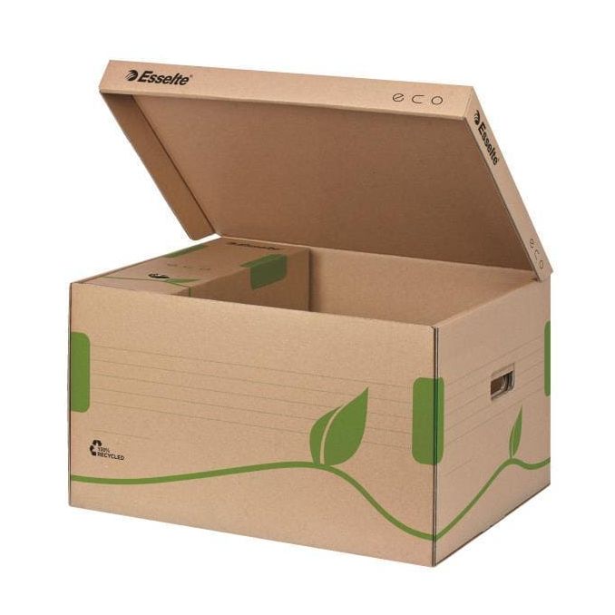 Cutii & Containere arhivare - Container arhivare cu capac, pentru cutii, 80/100mm,  242x345x439mm, maro, Esselte Eco