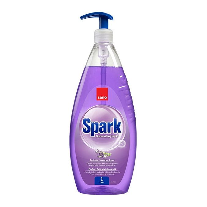 Detergenti bucatarie - Detergent lichid pentru vase, cu pompita, 1L, lavanda, Sano Spark Detergenti bucatarie - Detergent lichid pentru vase, cu pompita, 1L, lavanda, Sano Spark