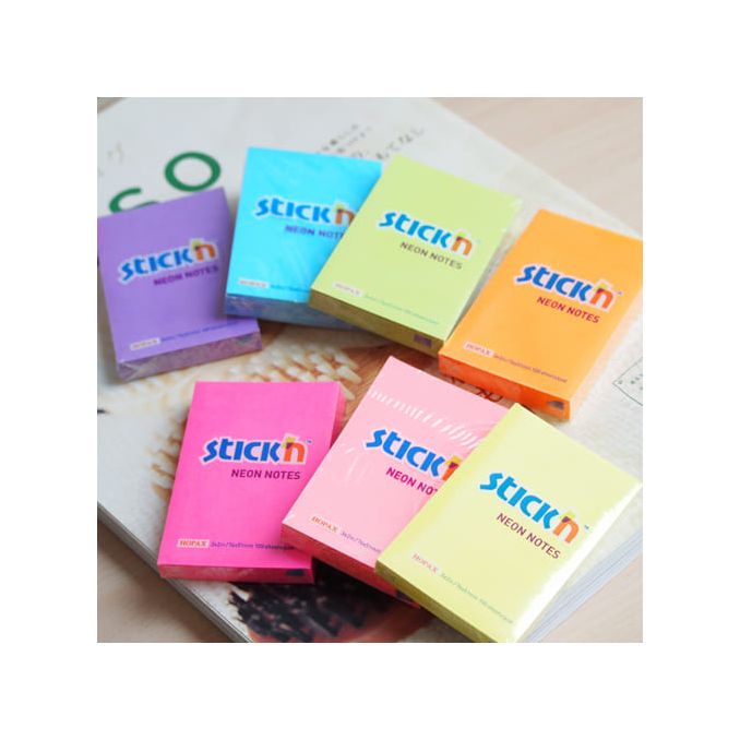 Notite adezive & Cuburi hartie - Notes autoadeziv, 51x76mm, 100 file/set, roz neon, Stick'n