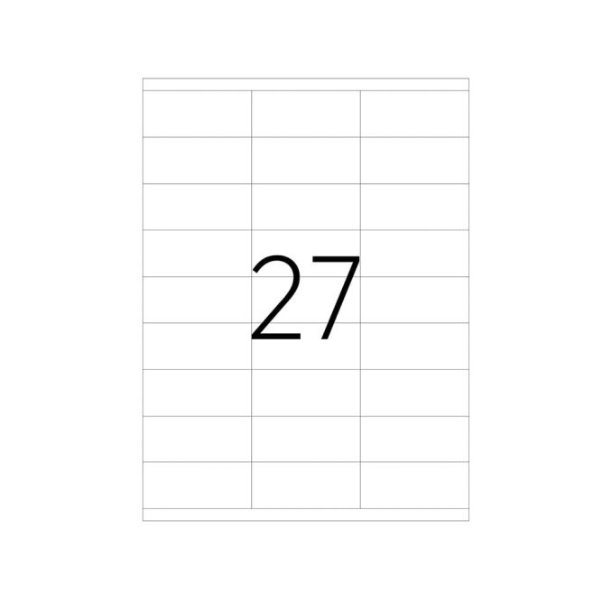 Etichete autoadezive 27/A4, 70x32.12mm, colturi drepte, 100 coli/top, alb, Tanex
