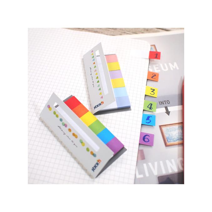 Indecsi autoadezivi - Index autoadeziv din hartie, 45x15mm, 6 culori neon x 30 file/set, Stick'n
