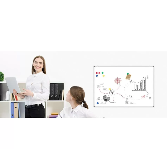 Tabla magnetica si tabla flipchart - Tabla magnetica - whiteboard, 60x90 cm, rama aluminiu, Optima