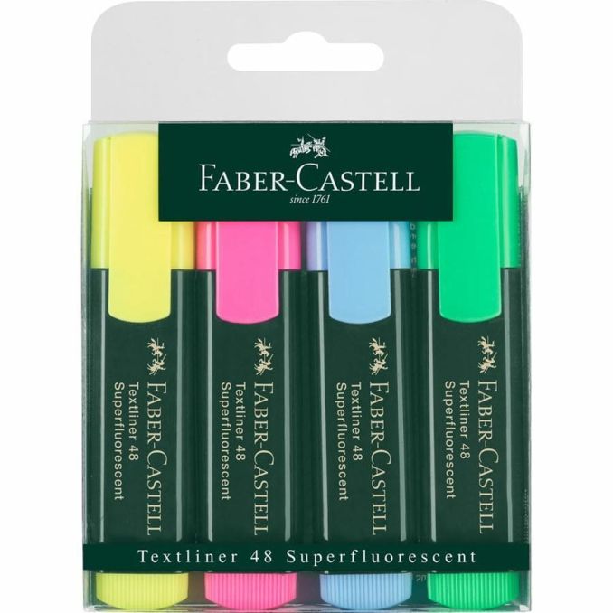 Markere si evidentiatoare - Textmarker, varf tesit 1-5mm, 4 culori/set, Faber-Castell 1548 Markere si evidentiatoare - Textmarker, varf tesit 1-5mm, 4 culori/set, Faber-Castell 1548