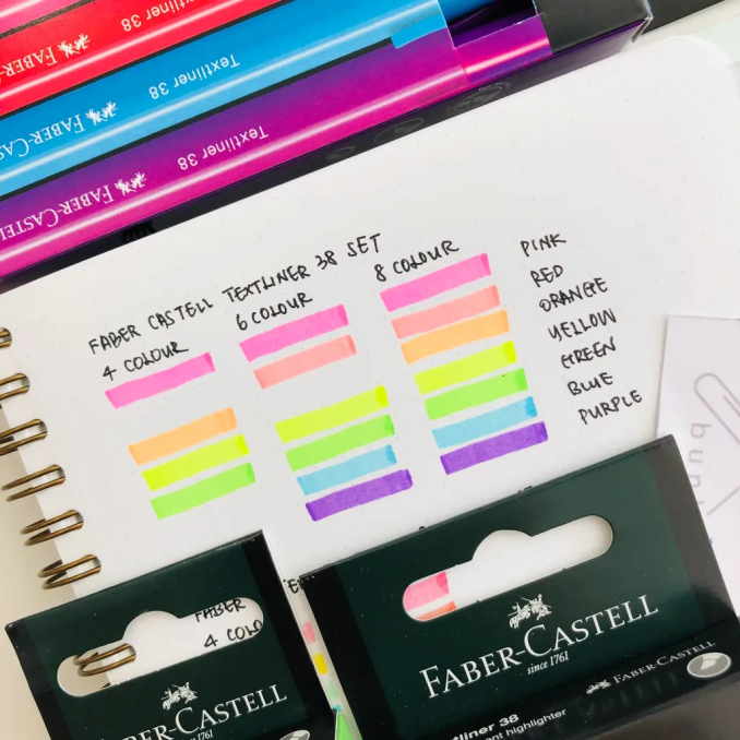 Markere si evidentiatoare - Textmarker, varf tesit 1-5mm, 4 culori/set, Faber-Castell 38
