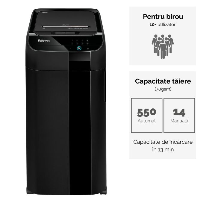 Distrugatoare de documente, accesorii - Distrugator documente, max. 14 coli, cross-cut, Fellowes Automax 550C