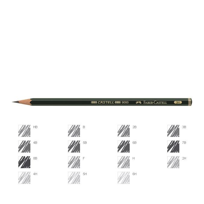 Creioane mecanice si grafit - Creion grafit, 5H, fara radiera, Faber-Castell 9000