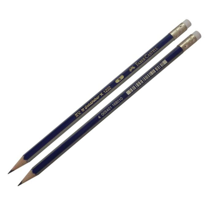 Creioane mecanice si grafit - Creion grafit, B, cu radiera, Faber-Castell 1221 Goldfaber