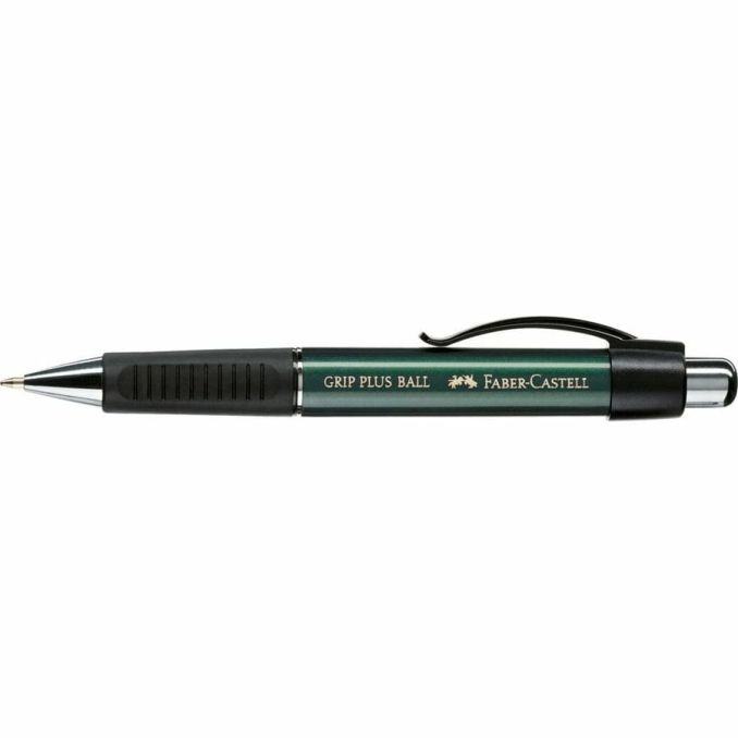Pixuri - Pix cu pasta, varf 0.7mm, corp verde, scris albastru, Faber-Castell Grip Plus 1407 M