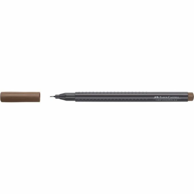Linere si finelinere - Liner, varf 0.4mm, maro inchis, Faber-Castell Grip
