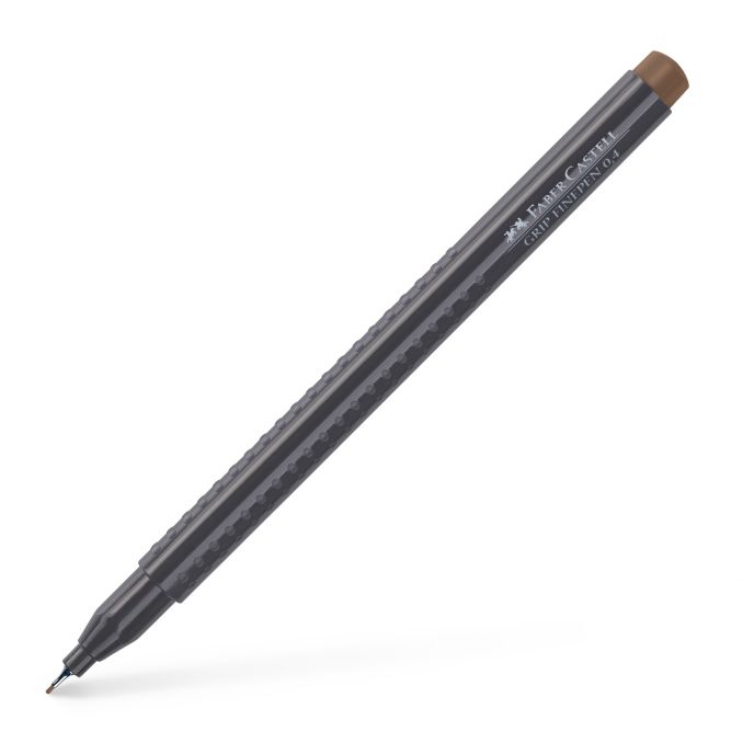 Linere si finelinere - Liner, varf 0.4mm, maro inchis, Faber-Castell Grip