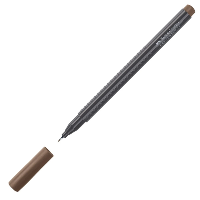 Linere si finelinere - Liner, varf 0.4mm, maro inchis, Faber-Castell Grip