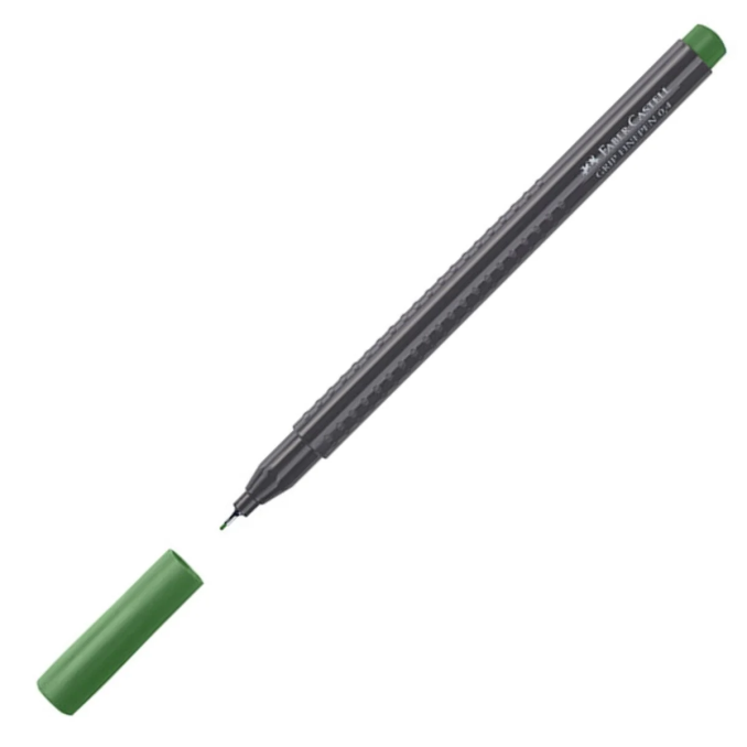 Linere si finelinere - Liner, varf 0.4mm, olive, Faber-Castell Grip