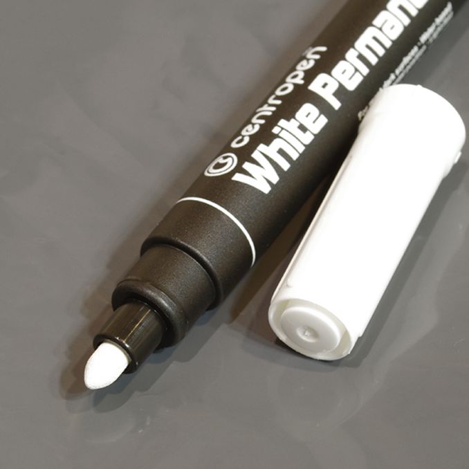 Markere si evidentiatoare - Marker permanent, varf rotund 1.2mm, alb, Centropen 2686