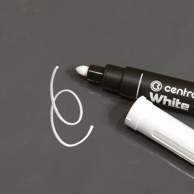 Markere si evidentiatoare - Marker permanent, varf rotund 1.2mm, alb, Centropen 2686